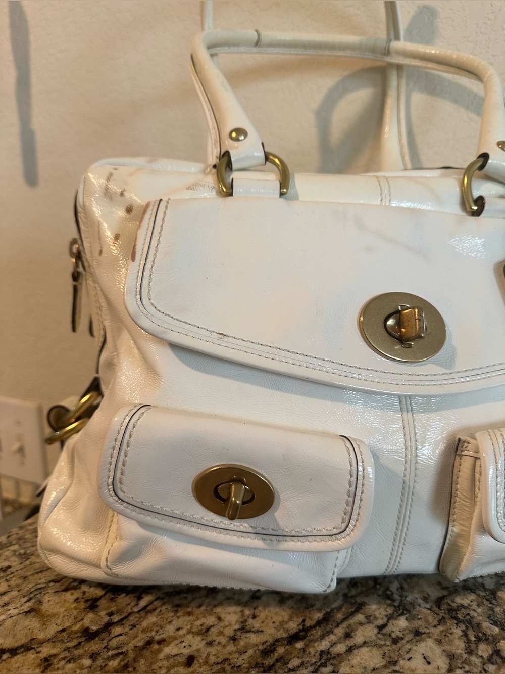 COACH Archive Limited Edition Legacy Stripe Leather Satchel Bag withe White Rare - Picture 3 of 15